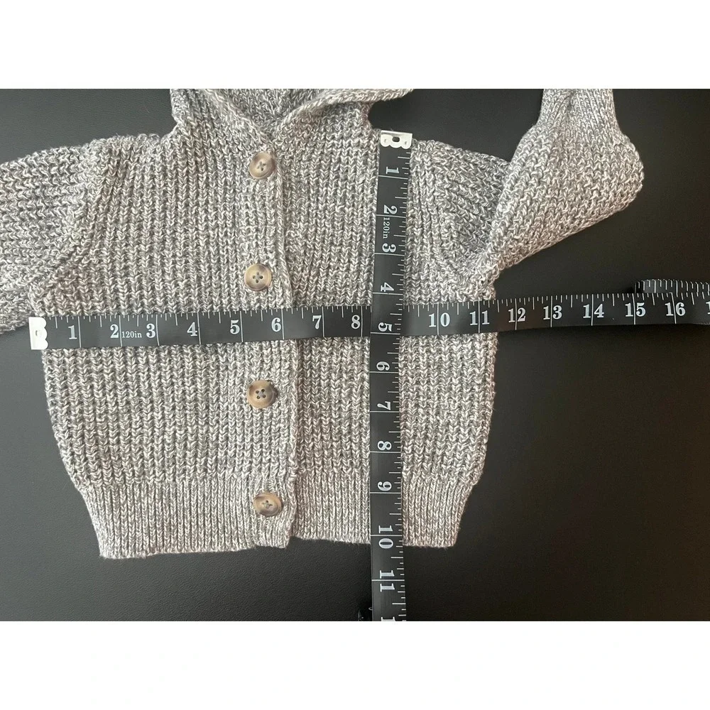 Old Navy Baby Hooded Cardigan Sweater Heather Grey Marl 6-12M (0957)